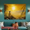 VIKAMA Golden Lotus Meditation Tapestry Bohemian Wall Decoration Living Room Bedroom Meditation Room Tapestry Home Decoration