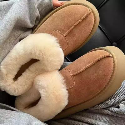 Fur Integrated Snow Boots Women's New Thick-soled Heightening Wool Cotton Shoes Winter Versatile Thickened Warm Cotton Shoes