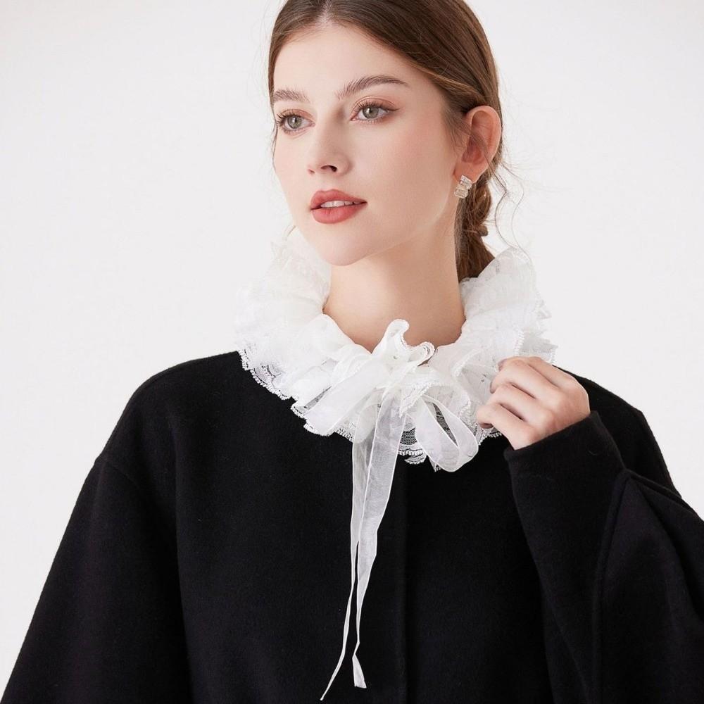 Lace Ruffled Lace Fake Collar Black Blouse Shoulders Fake Collar Universal Ruffled Sleeve  Ladies