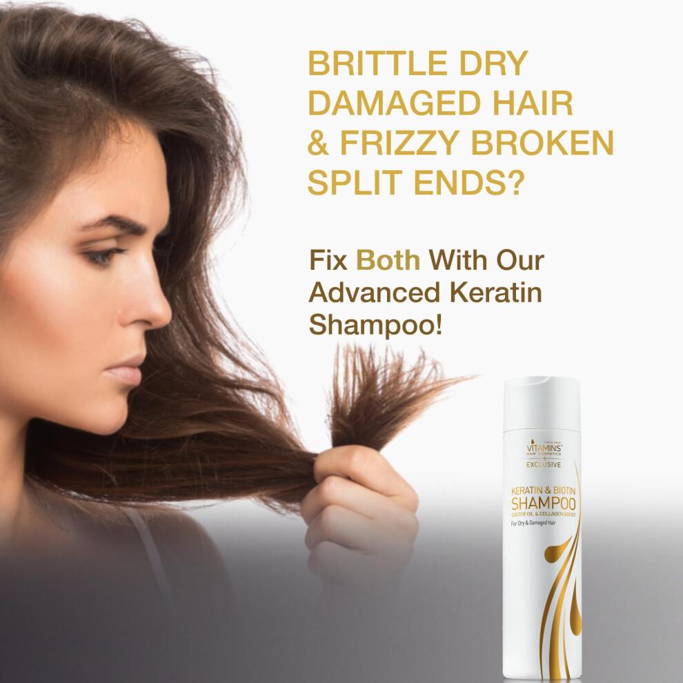 Vitamin-Keratin-Shampoo-Haarbehandlung     Biotin und Kollagenprotein mit Rizinus   l fur lockiges, welliges und glattes Haar     Sulfatfreies Produkt