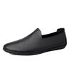 Men's Slip-On Leather Driving Moccasins - Spring/Summer Flat Sole, Large Size Cowhide Shoes