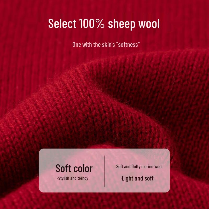 TUHUANG Women's Thick Merino Wool Diamond Half-High Collar Sweater TW431871