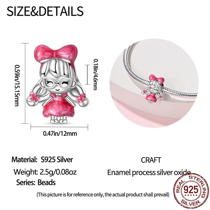 Genuine Copper Pink Princess Series-Crown Pendant Fit 3Mm Pan Bracelet Diy Charm For Women Jewelry Fashion Gift