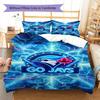 Toronto Blue Jays Pattern Bedding Set Quilt Cover Pillowcase Home Decor Gift (1 * Duvet Cover + 2 * Pillowcase, Without Core)