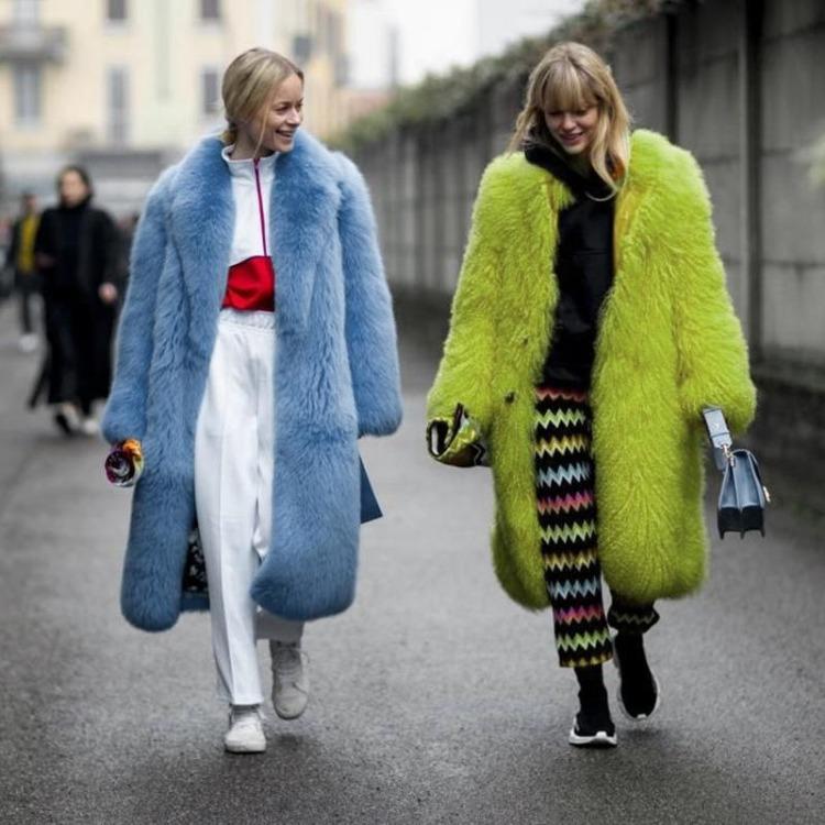 Winter Autumn Women Fur Coat Thickened Imitation Fur Lapel Long Hair Coat European Style Toka Outerwear New