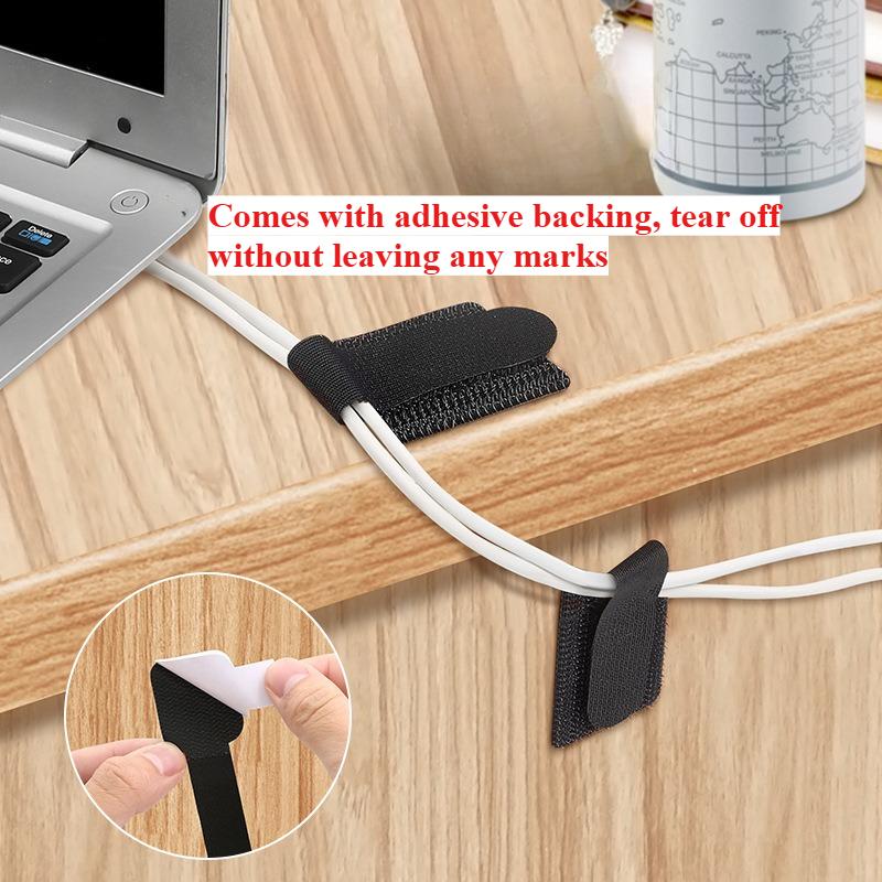 Reusable Cable Ties Fastening Wire Organizer Cord Rope Holder Self Adhesive Adjustable Cord Organizer Straps Desk Management