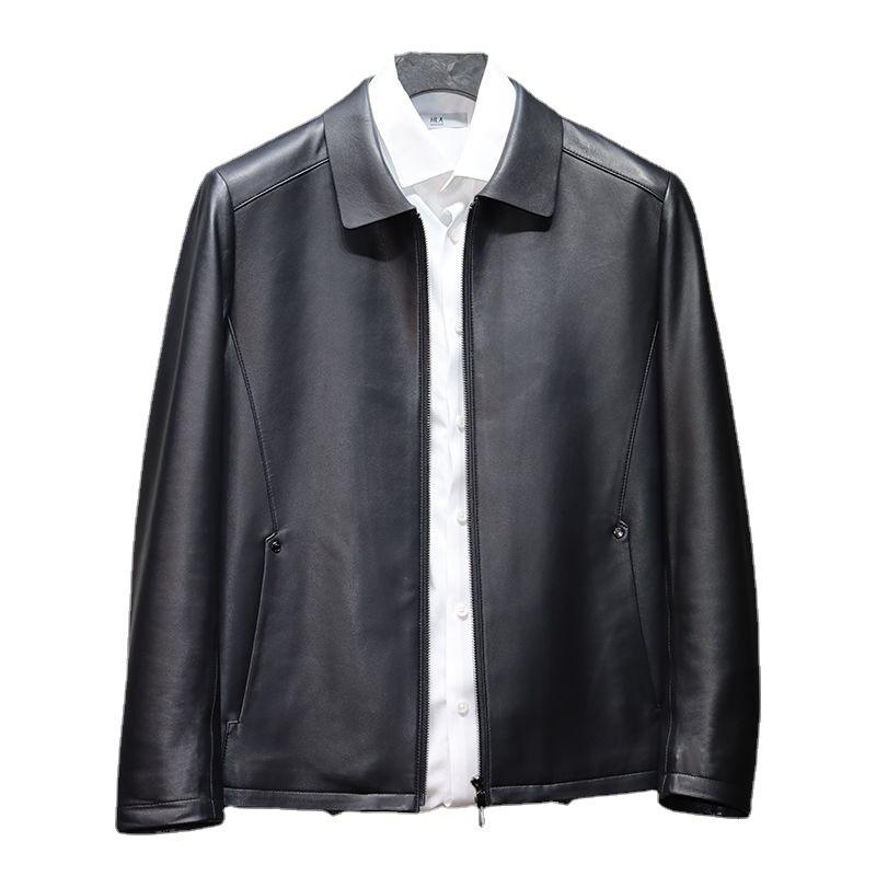 

Весна и осень новый стиль овчины натуральная кожаная куртка мужское пальто с лацканами деловая повседневная кожаная куртка среднего возраста 5XL