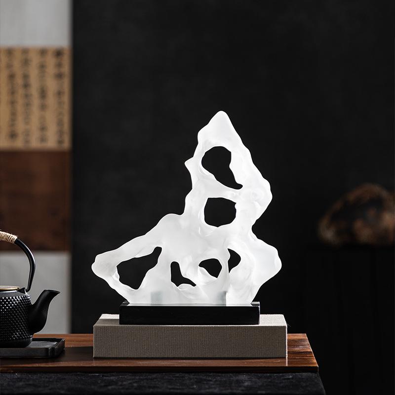 Resin Handicrafts Hollowed-out Irregular Rockery Frosted Chinese-style Retro Ornaments Decorative Figurines Home Decoration