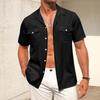 Linen Shirts For Men Short Sleeve Button Down Summer Color Shirt Casual Fashion Loose Lapel Tops