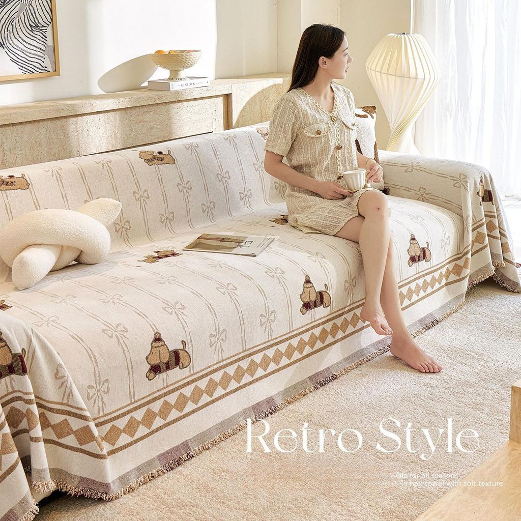 Dopamine Sofa Throw: All-in-One, Secure-Fit, Non-Slip Cover; All-Season Chenille Cushion