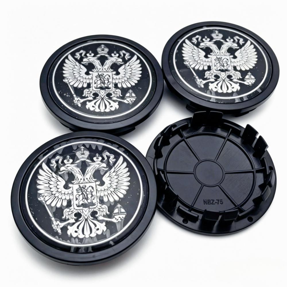 4pcs Russian Coat of Arms Logo Badge Car Wheel Center Caps 75MM Clips 65MM Wheels Hub Cap Rim Hubcaps Dust Cover Car Accessories