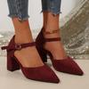 Chaussures pour Dames Sangle de Cheville à Boucle Escarpins Élégants à Talons Hauts pour Femmes Bout Pointu Talons Épais Solides Sandales Peu Profondes