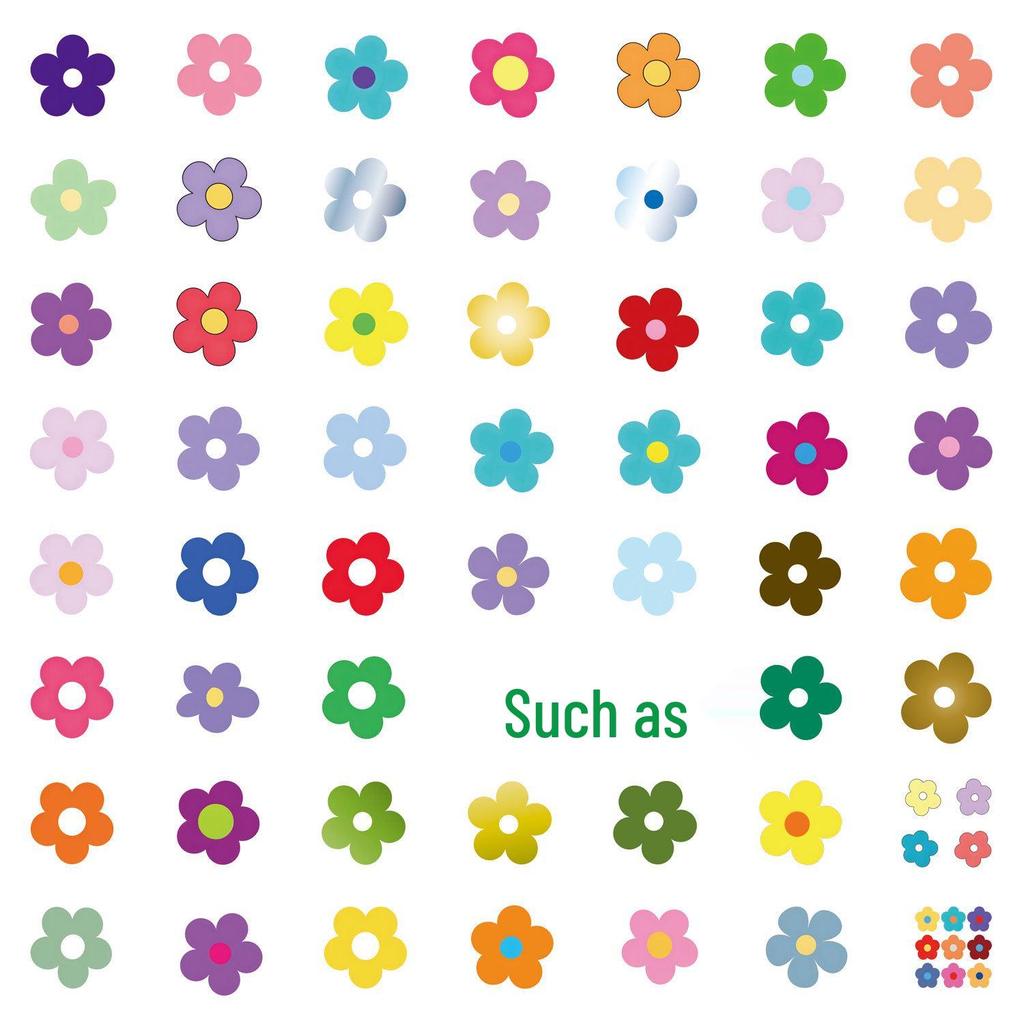 60 Colorful Cartoon Flower Stickers for Journals, Water Bottles, and Computers - Waterproof Decoration Pack