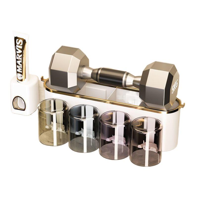 Wall-Mounted Electric Toothbrush and Toothpaste Holder with No-Drill Installation