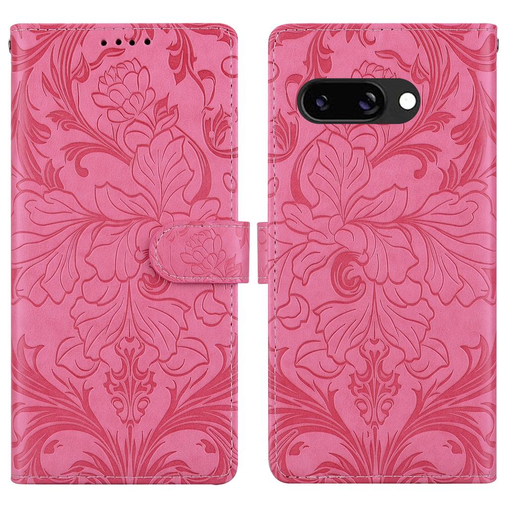For Google Pixel 9a Leather Case Imprinted Floral Pattern Wallet Stand Flip Phone Cover