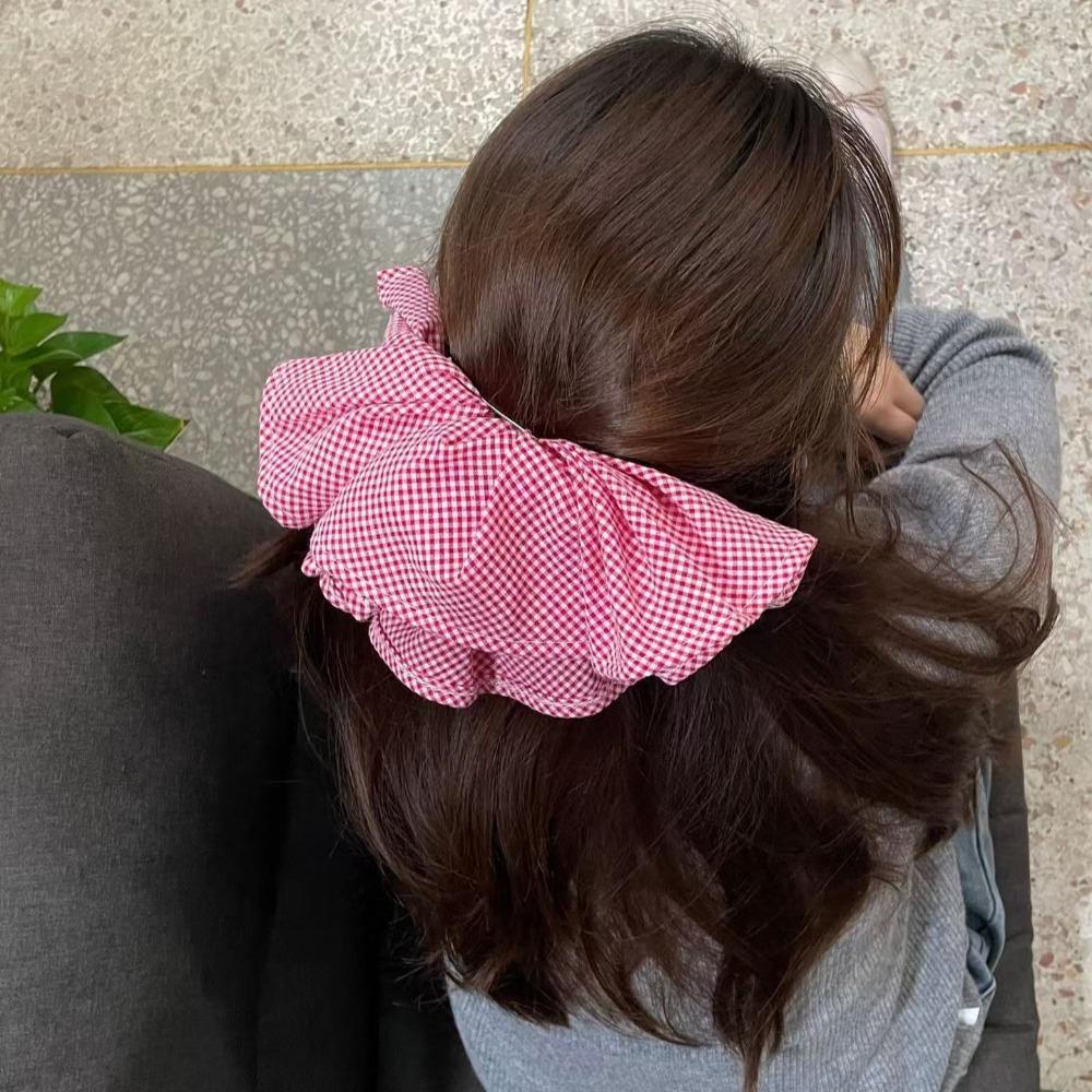 Double Layer Checkered Hair Clip Bow Oversized Hair Scrunchies Women Hair Ropes  Hair Accessory