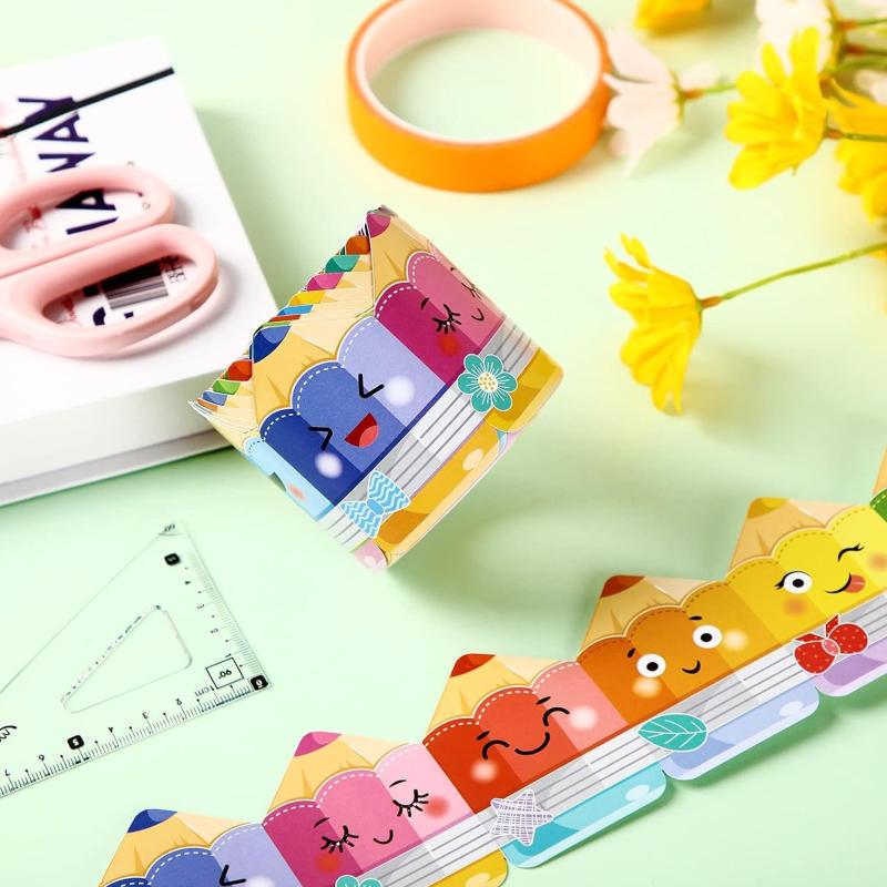 1Roll Self Adhesive Rainbow Pencil Edge Stickers Chalkboard Bulletin Board Border Paper 3Inch Border Classroom Decors