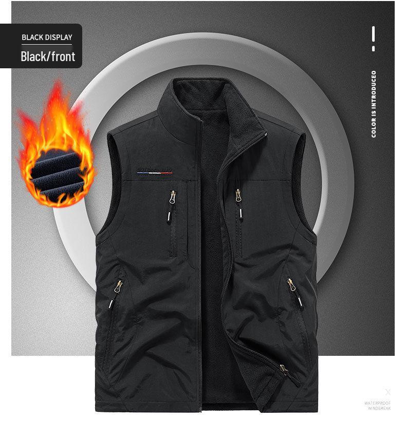 Herren Wendbare 8-Taschen Fleeceweste - Herbst/Winter Polarfleece, Ärmellos und Verdickt für Outdoor-Einsatz