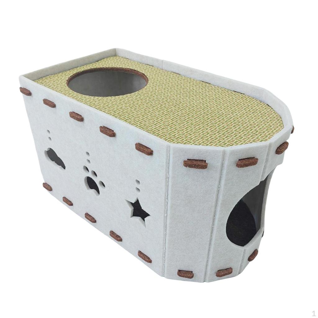 2 In 1 Indoor Cat Cave House Large Scratcher Cozy Hideaway Climbing Kitten Bed