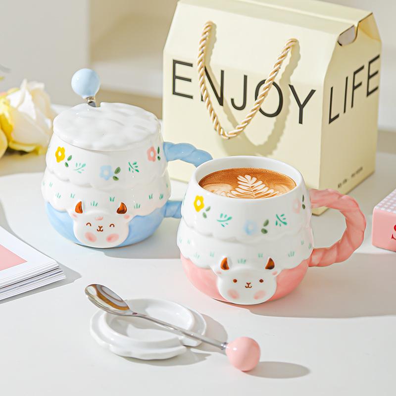 Cartoon Lamb Cup Girl Gives Best Friend A Good-looking Birthday Gift for Students Cute Cute Practical Little Gift for Girls