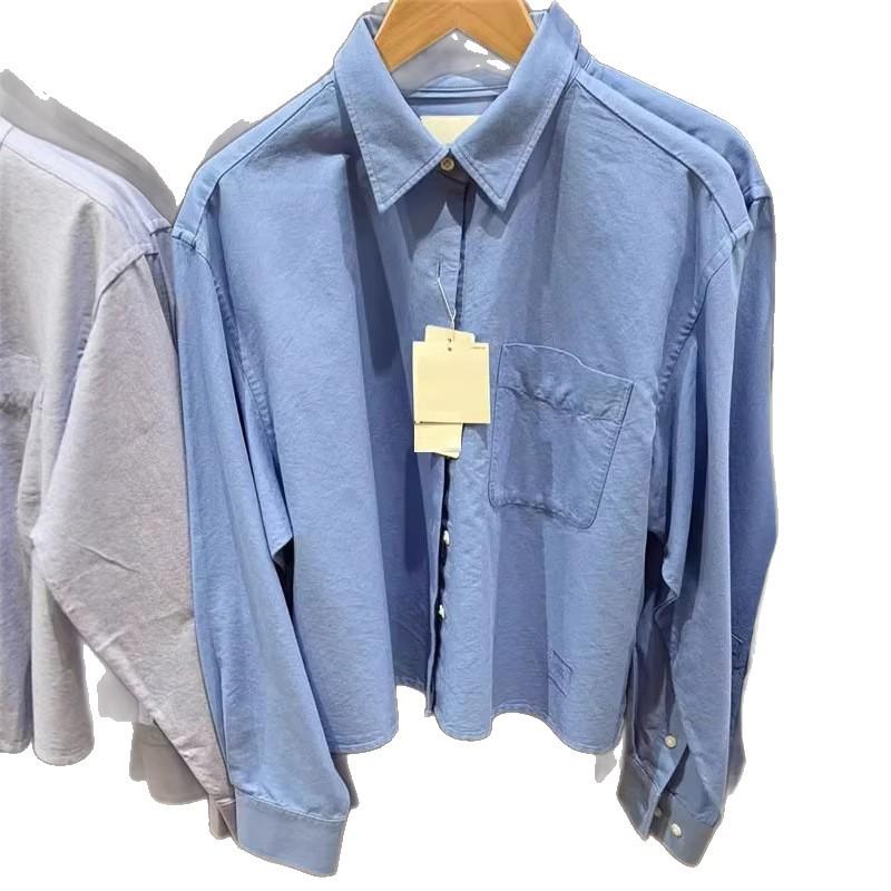 Japanese single cooperation/women's Oxford spinning box shirt/plaid long-sleeved plaid shirt 181919 181918