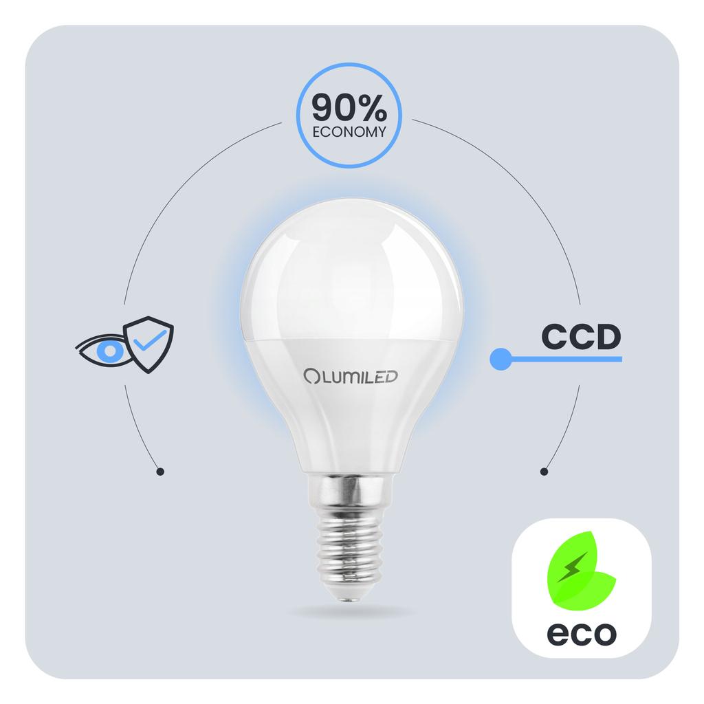 Lumiled Pack of 6 E14 P45 2.5W Golf Ball LED Bulbs (25W Equivalent, Cool White 6500K, 249lm, 180°)