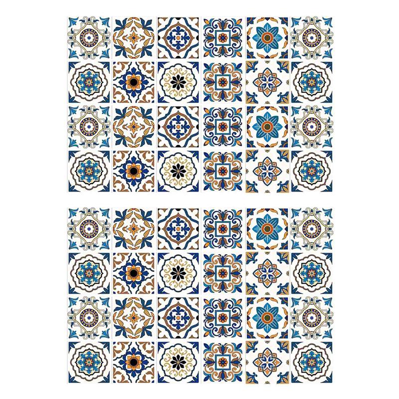 48PCS Self-Adhesive Anti-Oil Sticker Kitchen Stove High Temperature Tile Cabinet Waterproof Wall Sticker -S-B61B