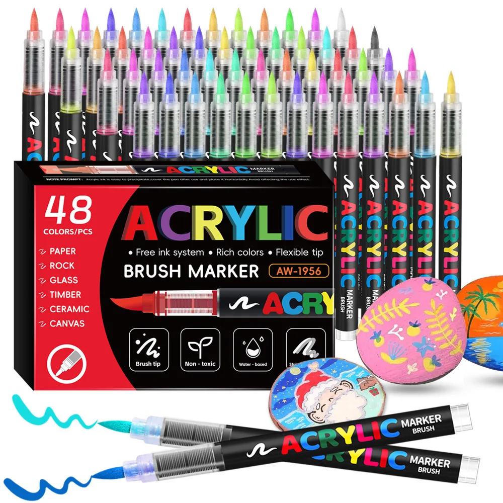 12-48 Colors Direct Liquid Marker Pen Set,DIY Hand Drawn,Graffiti Paint Art Acrylic Paint Pens,Perfect for Artist/Student