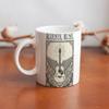 11oz White Ceramic Mug with Printed Areas on Both Sides, Durable Heat-Resistant Body for Office and Home Coffee Time