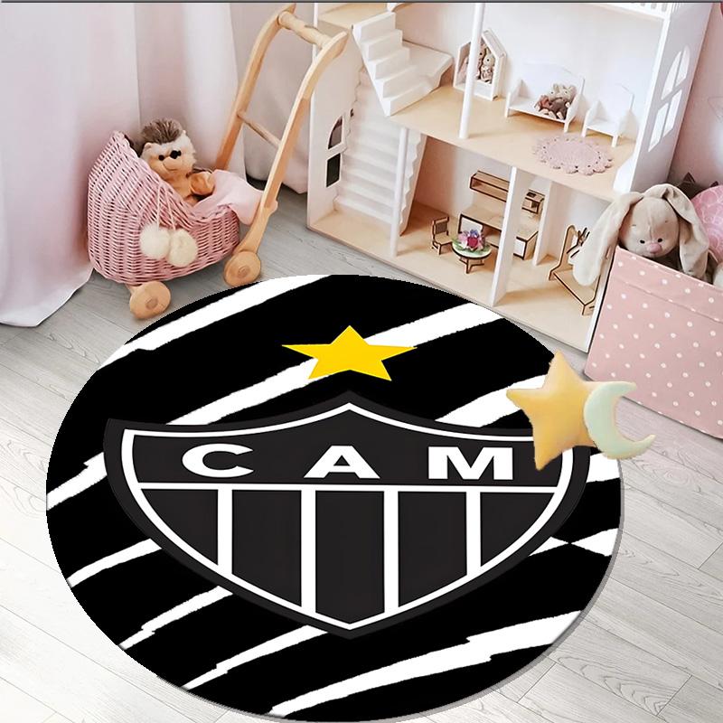 1PC round rug Black And White Stripes With Shield Printed Round Area Rug ,Rug For Home Office, Round Chair Rug,Carpet Fan gifts Christmas gift