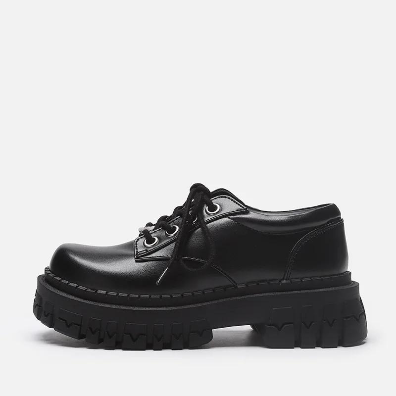 

New Women Pumps Loafers Chunky Heel Platform Ladies Shoes Female Fashion Casual Retro Black College Daily Footwear 40 чёрный