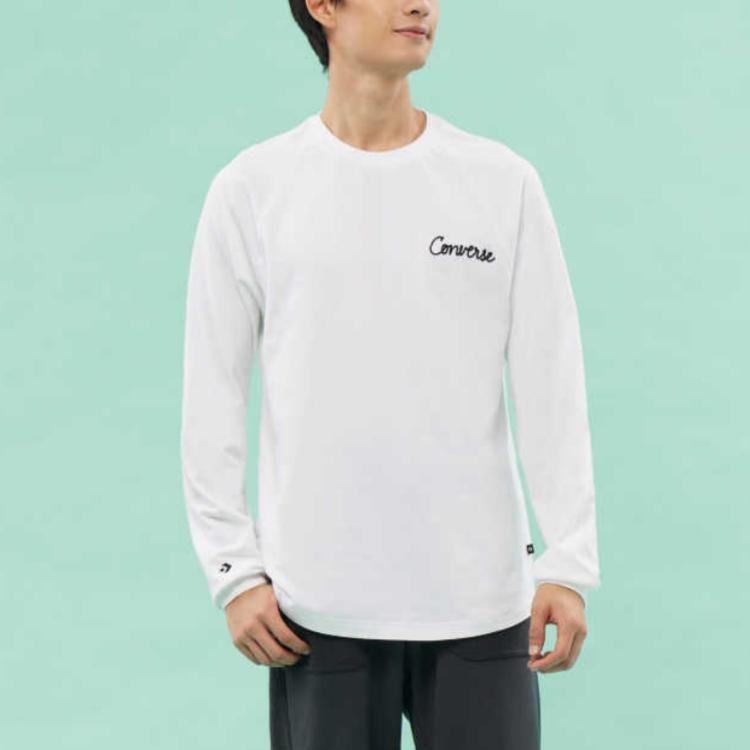 Converse Chain Stitch Long Sleeve Raglan T-Shirt Asia Sizing 'White' Men's 10024585-A01