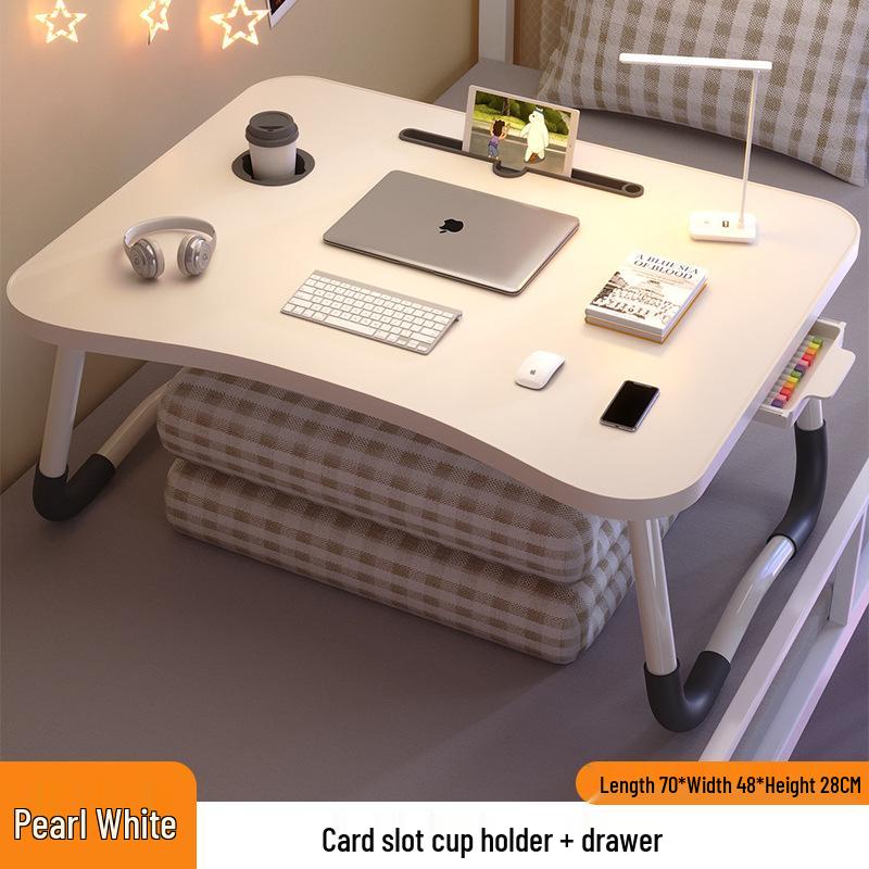 Folding Bedside Desk/Table for Laptop & Study - Bay Window, Bedroom, or Pit Use with Large Brackets