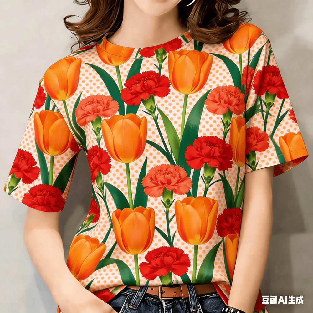 

Neutral casual printed T-shirt - suitable for street wear 5XL