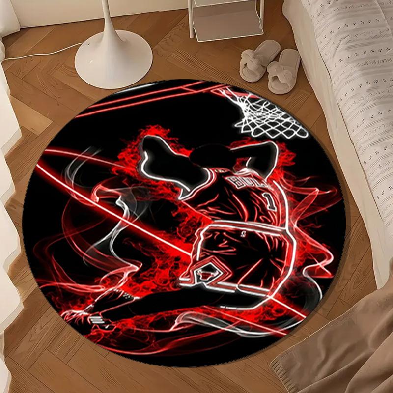 Bull Basketball Artwork Round Rug for Livingroom,Bedroom, Palyroom, Chair Rug, Area Rug, Circle Carpet, Large Size Decor Fan Christmas Gift