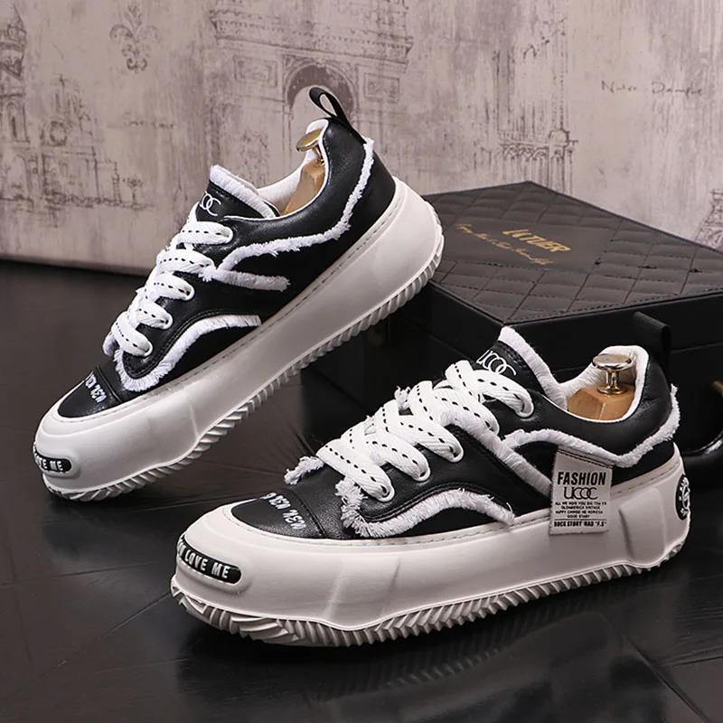 Fashion Men Shoes White Black Green Thick Bottom Casual Shoes Flats Male Luxury Designer Walking Mens Sneakers Man Loafers Shoes for Men