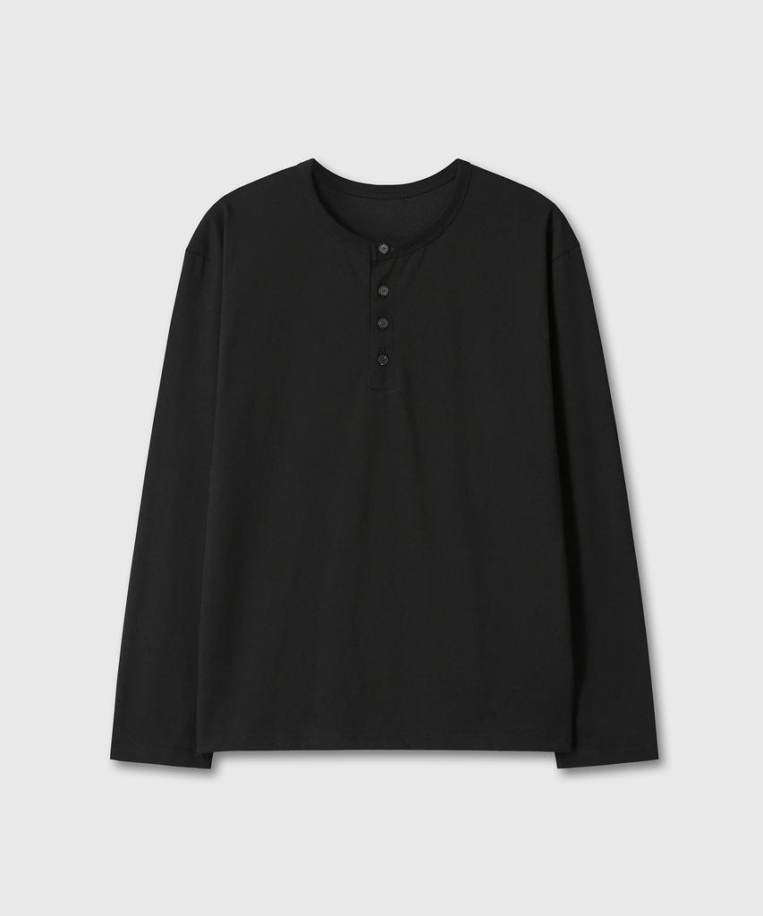 Daibeuin Loosed Henley Neck Long Sleeve (Black)