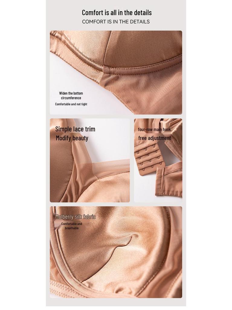 2025 New 19 Momme Silk Deep V Wire-Free Push-Up Bra with Mesh Patchwork