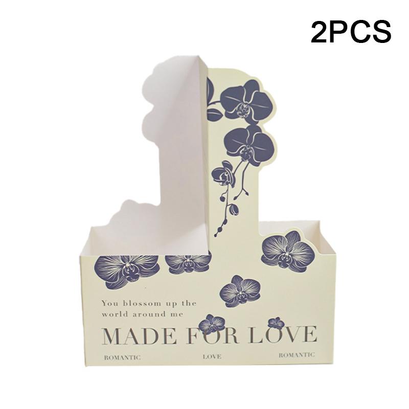 2pcs/Pack Packaging Flower Shop Flower Basket DIY Handheld Flower Box Foldable Paper Wedding Party Decorative Accessories