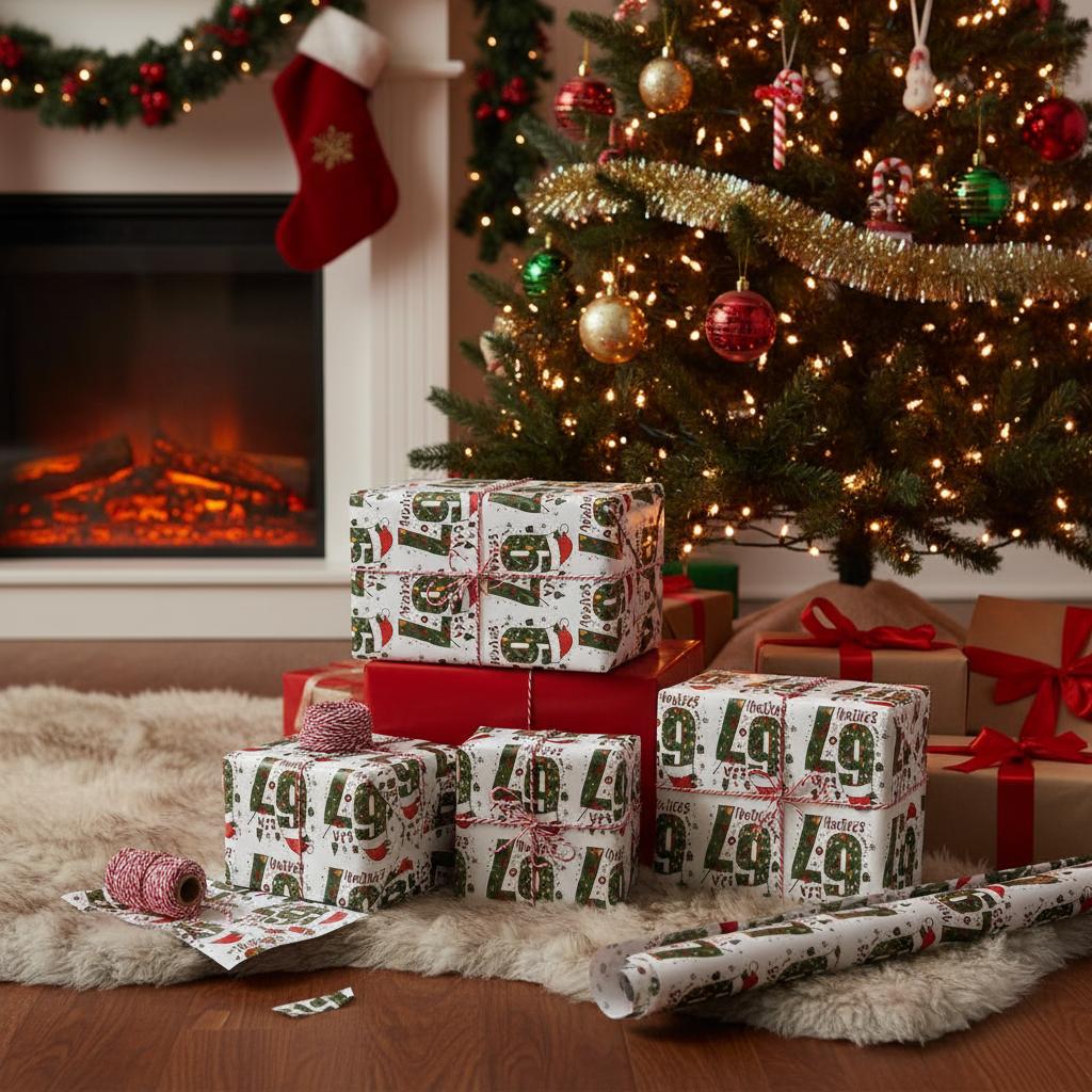 Christmas Gift Wrap Paper 90cm Long Roll Width Fun Holiday Party Creative Present Wrapping Paper For Family Office Party Gift