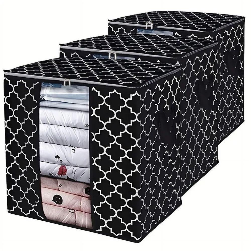 

3pcs Non-woven Clothes Storage Bags, Cotton Quilt Storage Bags, Large Capacity Clothing Moving Luggage Packing Bags