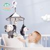 Happy Monkey Black & White Newborn Crib Mobile: Rotatable Wind Chime & Stroller Hanging Toy
