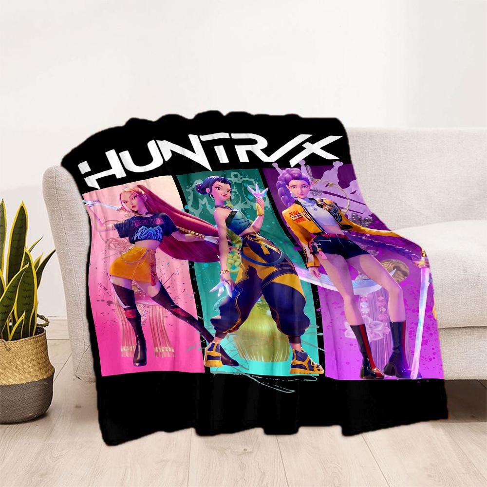 K-pop Demon Hunters Blanket Durable Comfort Suitable for Seaside Office Chair Chair All-Season Use Playful Design