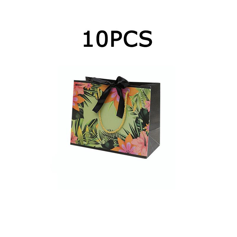 WTEMPO Elegant Floral Gift Handbags with Ribbon Bow Paper Bags with Handles for Flowers Dolls Gifts Simple Shopping Bags Universal Packaging Bags