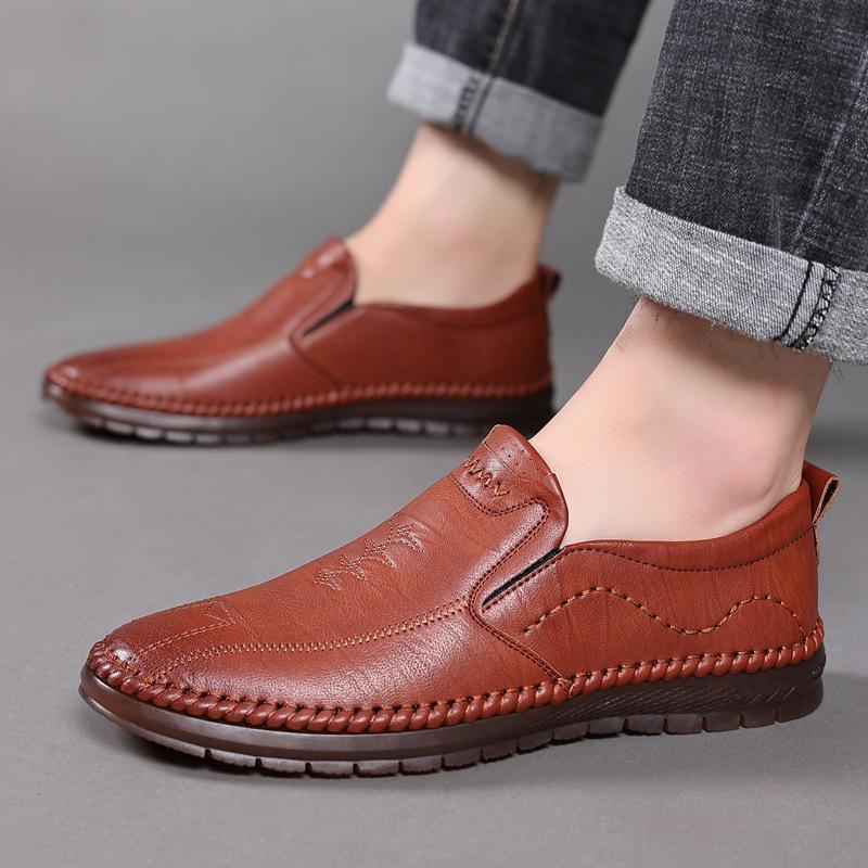 Men's Autumn & Winter Casual Leather Shoes - Soft, Non-Slip, Warm, Plus Velvet, for Middle-Aged
