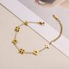 Classic Retro Four-Leaf Clover Titanium Steel Bracelet Female Light Luxury Ins Hundred With 18k Flower Hand Jewelry