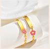 Kids Bracelet Flower Heart Charm Gold Plated Link Chain Newborn Toddler Birthday Gift No Engrave