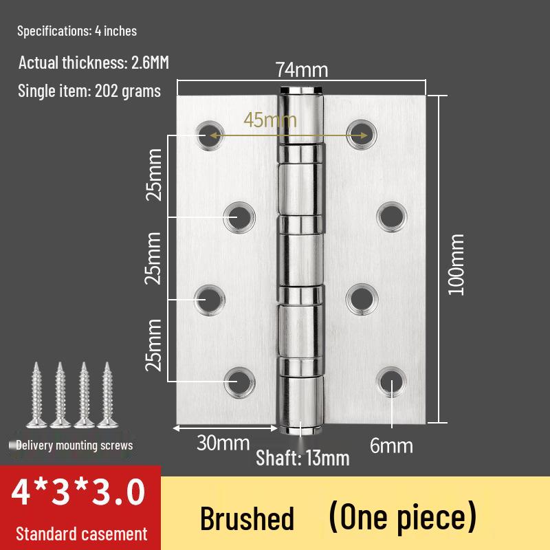 304 Stainless Steel American-Style Widened Hinge for Wood, Metal, and Fire Doors
