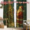 2pcs, 2D FLAT PRINTING Curtains (Without Rod) Santas Forest Delight Halloween Festival Fashion Curtains Fabric Curtains