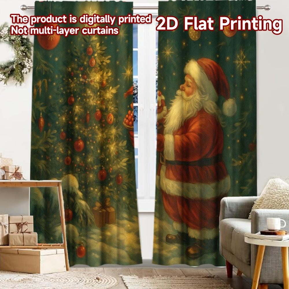 

2pcs, 2D FLAT PRINTING Curtains (Without Rod) Santas Forest Delight Halloween Festival Fashion Curtains Fabric Curtains 52.50 × 116.00 cm 2 pcs